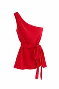 Amaya Cupro Tie Top, Vermillion