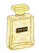 Parfum (Perfume) Bottle - Yellow Iridescent Sequins - Gold and Black Beads 11.25" x 6.5"