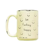 Be F*cking Happy Yellow Ceramic Mug