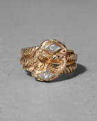 Antique 1800s 14k Yellow & White Gold with Diamond Double Snake Ring
