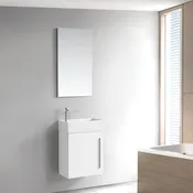 18" V9001 Libra Wall Hung Vanity with Ceramic Sink (Glossy White)