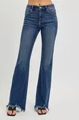 RISEN Full Size Mid Rise Flare Frayed Hem Jeans Plus Size (Online Exclusive)