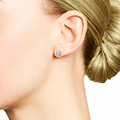 0.30 Carat Round Brilliant-cut Diamond Bezel-set Stud Earrings in White Gold