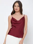 Inner Wear Silk like Satin Camisole Women Pile Collar Outer Wear Sexy Bottoming Swing Collar Short Top