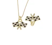 BLACK & WHITE FLAG CHARM