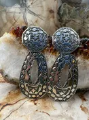 Genuine Stamped Sterling Silver Dangle Earrings Authentic Native American Navajo Made Post Earrings