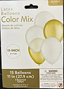 15 - 11"  Golden Latex Balloons Bouquet Inflated Attached with Weight