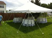 20’x20′ Pole Tent package (25-40 guests, round style seating)