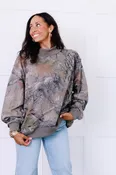 Addison Camouflage Mock Neck Long Sleeve Sweatshirt