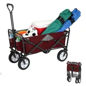 Two-Tone Wagon by Mac Sports - Ultra durable for outdoors – Wine/Charcoal