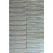 2'7"x8' Blue Turkish Kilim Runner – Colorful Wool Flat-Weave Rug with Bohemian Striped Pattern