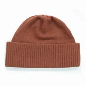 CASHMERE BEANIE HAT WITH RIBBED CUFF