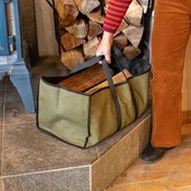 Canvas Log Carrier, Green with Black accents