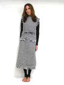 Studded Waist Boucce Fringe A-line Jumper