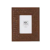 11 Inch Tan Leather Basket Weave Photo Frame (4x6)