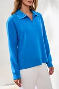 Long Sleeve Collar Top - Royal Blue