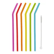10" Silicone Straws Set of 6 with Cleaning Brush