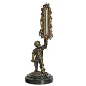 French Figural Thermometer of a Farmer Holding a Sheaf of Wheat