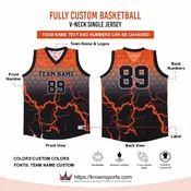 Custom Sublimated Basketball Jersey Black/Orange