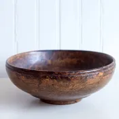 19th Century Handcarved Black Ash Burl Bowl