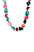 Bold Tumbled Stones Statement Necklace - Pink/Teal