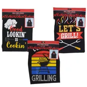 BBQ CHEF PRINT APRON 3AST BLACK 27.5IN/BBQ HDR