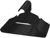 ROYALE Black Plastic Hangers for Clothes - Heavy Duty Plastic Clothes Hanger Ideal for Everyday Standard Use - Lightweight & Space Saving Notched Plastic Hangers - Slim & Sleek Shoulder Groove