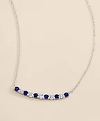 0.63 CT. Lab-Grown Diamond 3mm Sapphire 14k White Gold Necklace