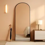 ShipItFurniture - 65x24Inch ExtraLarge Length Arched Floor Mirror Black