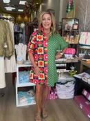 Adrienne Charlotte Green Gingham Dress