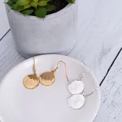 Monogram Engraved Polished 14 Kt. Gold Plated Round Disc Earrings