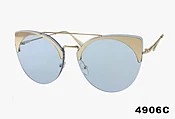 4906C - Wholesale Large Metallic Brow Cat Eye Color Sunglasses