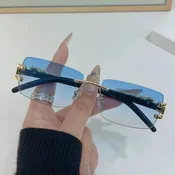 1 PC Fashionable Women Men Sunglasses Frameless Rectangular Personalized Sunglasses for Daily Life Vintage Sun Glasses