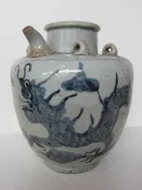 18th C. Chinese Porcelain Dragon &amp; Clouds Kendi