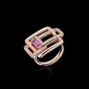 Affinity Ring | 3 Link with Pink Sapphire & Diamonds