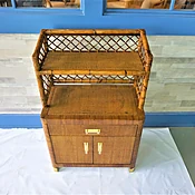C8912 - Night Table with custom book shelve with Brass sabots and Brass Lucile handle- Floor Sample