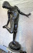 Annibale De Lotto Large 39 1/2" Bronze Sculpture Titled, "IL Granchio" Semi-Nude Boy — Sir Richards Antiques & Fine Art Center ~ Est. 1971