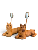 Vintage A.N. Brooks Ltd. Flocked Dog Chalkware Table Lamps — Urban Redeux