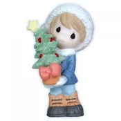 Boy with Christmas Sapling - Precious Moments Hanging Ornament