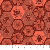 Anna Maria Textiles - Indelible Ink - Busy (Coral)
