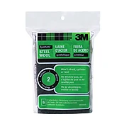 3M 10116 Steel Wool Pad, 4 in L, 2 in W, #2 Grit, Medium, Black