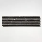Iris Black Honed Flute Trim Marble Accent Tiles 6x24