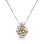 0.63ct Fancy Greenish Yellow Pear Diamond Pendant SI2 GIA