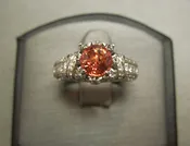 18KT White Gold 2.70TCW Red Orange Padparadscha Sapphire &amp; Diamond Engagement Ring