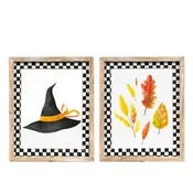 10x13 Reversible Wood Frame Sign - Halloween/Fall