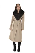 CASHMERE COAT WITH DETACHABLE FOX COLLAR — The Fur Source of NY