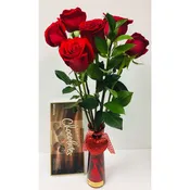 6-Roses, 2-Mylar Balloons & Chocolate- 2 Option