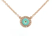 14kt Rose Gold Diamond Evil Eye Necklace