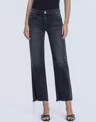 Black Mid Rise Slim Wide Jeans
