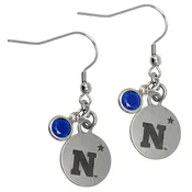Women's Naval Academy Navy Earrings Dangle Silver Charmed
